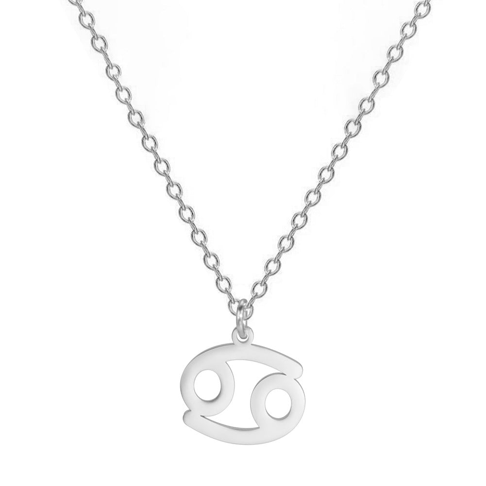 Cross Border Hot Sale Stainless Steel Twelve Constellation Clavicle Chain Plated Temperament Wild Necklace