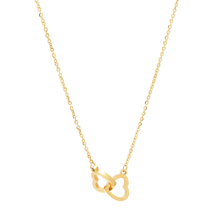 Double Ring Heart - Clavicle Chain