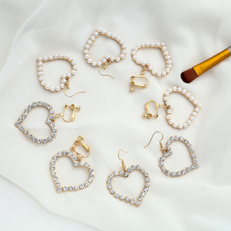 Versatile Peach Heart Diamond Earrings For Women
